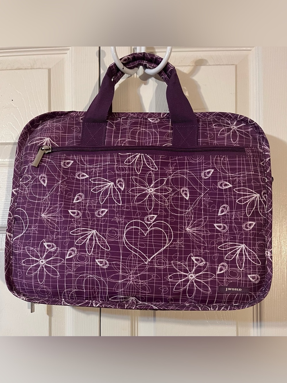 J World Messenger Lap Top Purple Canvas Material Bag Handle & Shoulder Strap